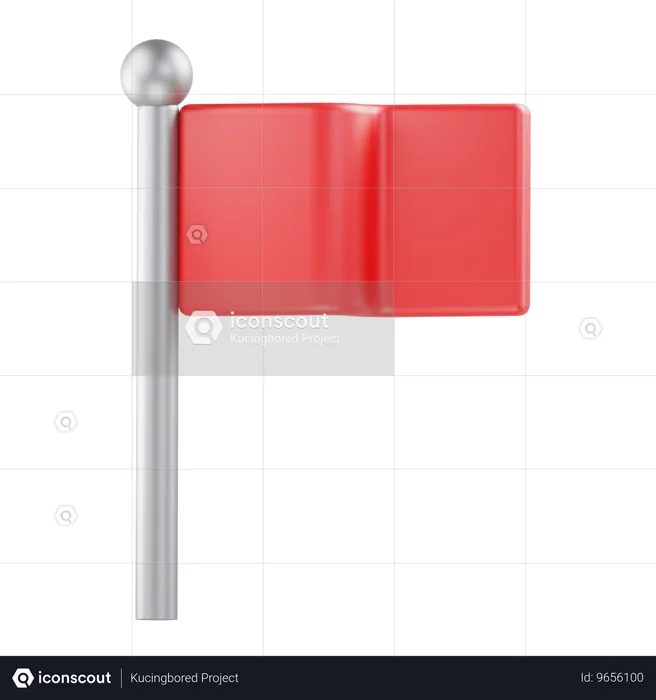 Bandera roja  3D Icon