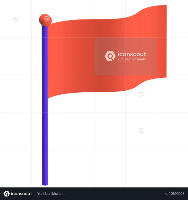 Bandera roja  3D Icon