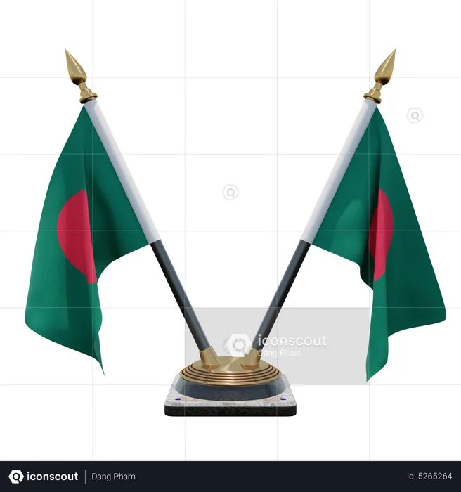 Bangladesh Double (V) Desk Flag Stand Flag 3D Icon