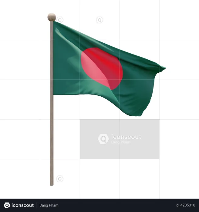 Bangladesh Flag Pole  3D Flag