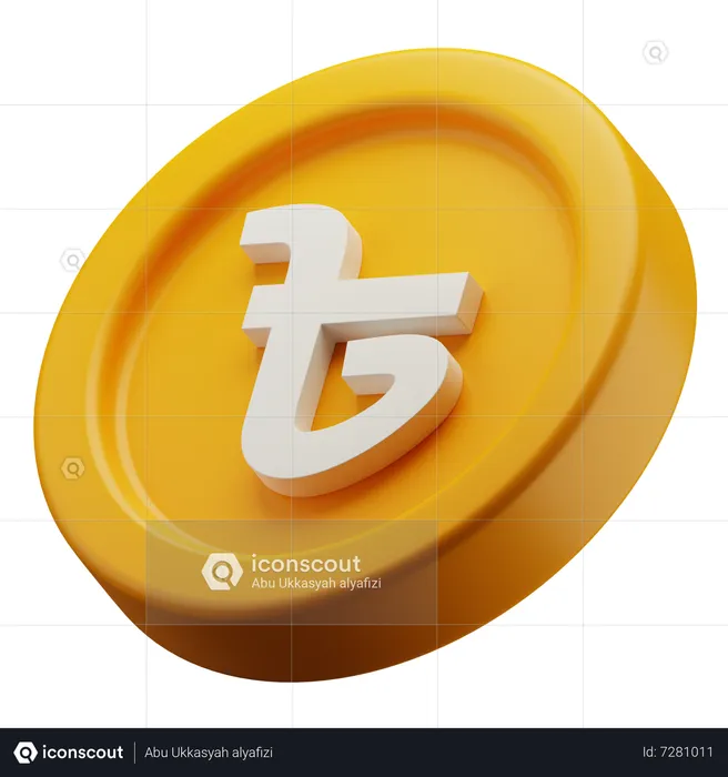 Bangladeshi Taka Gold Coin  3D Icon