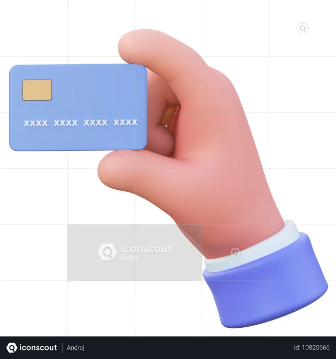 Bank card in hand  3D Icon