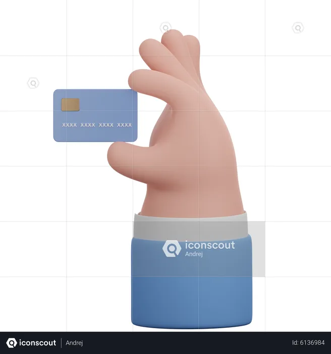 Bank card in hand gesture  3D Icon