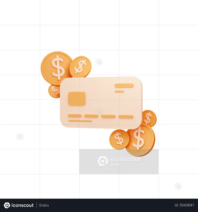 Bank Card With Dollar Coin  3D Icon