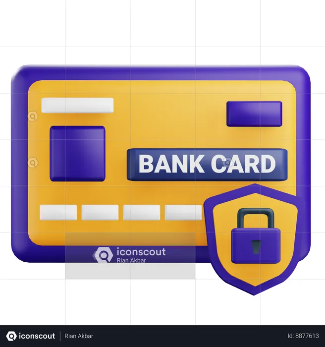 Bank Card With Padlock  3D Icon