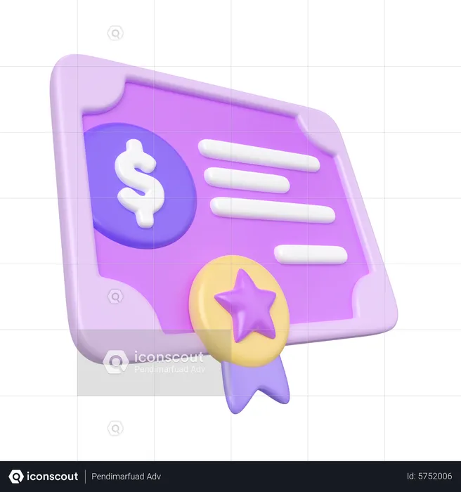Bank Certificate  3D Icon