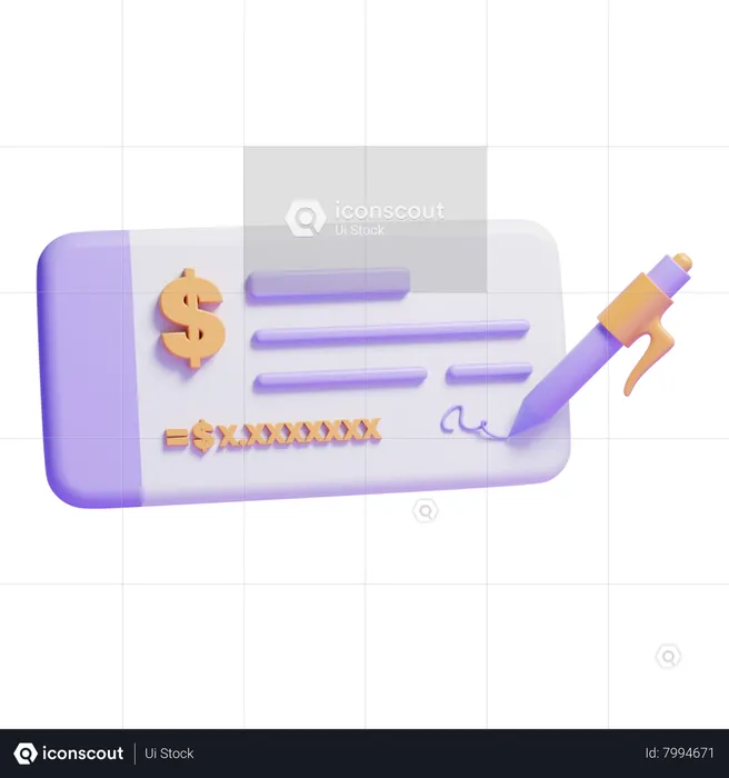 Bank Cheque  3D Icon