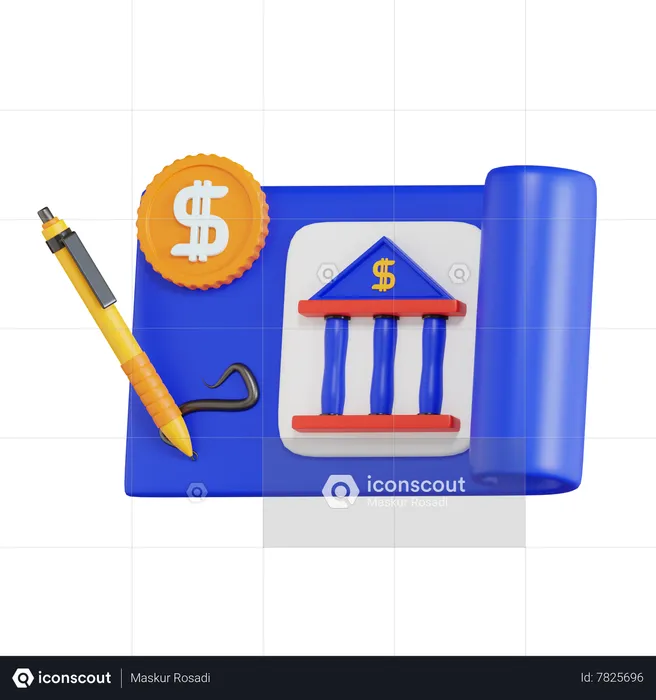 Bank Cheque  3D Icon