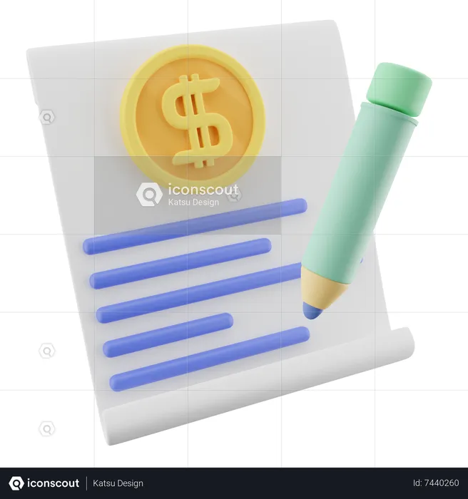 Bank Cheque  3D Icon