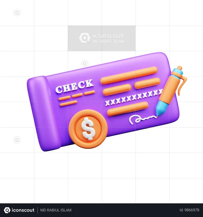 Bank Cheque  3D Icon