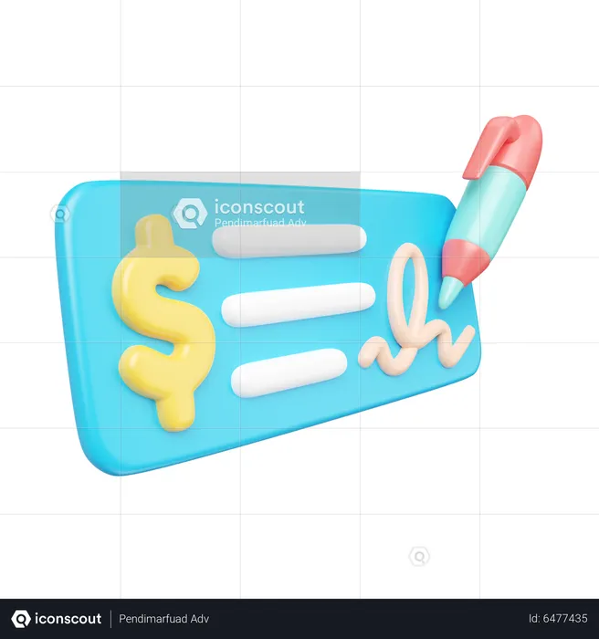 Bank Cheque  3D Icon