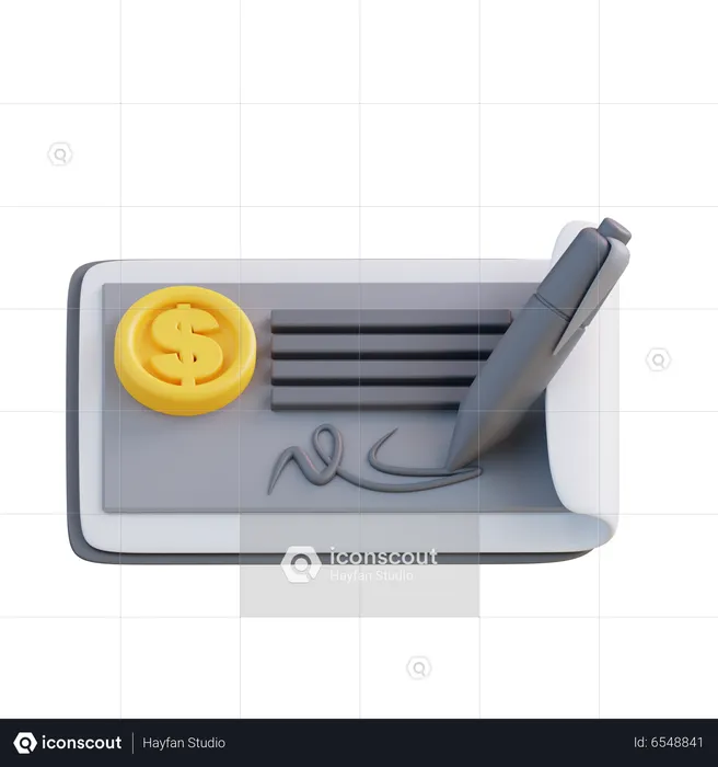 Bank Cheque  3D Icon