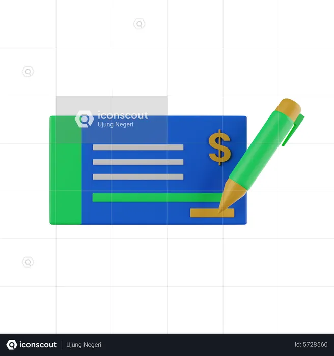 Bank Cheque  3D Icon