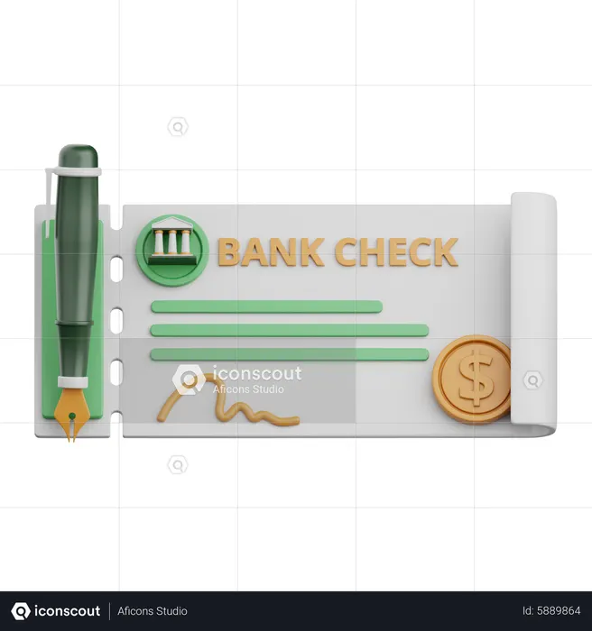Bank Cheque  3D Icon