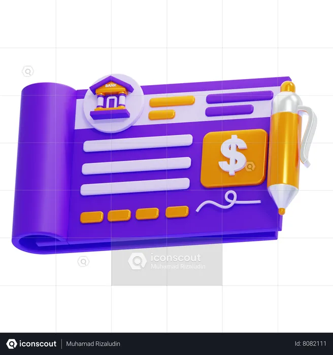 BANK CHEQUE  3D Icon