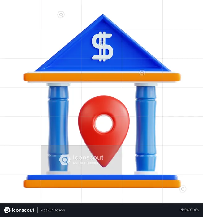 Bank Location  3D Icon