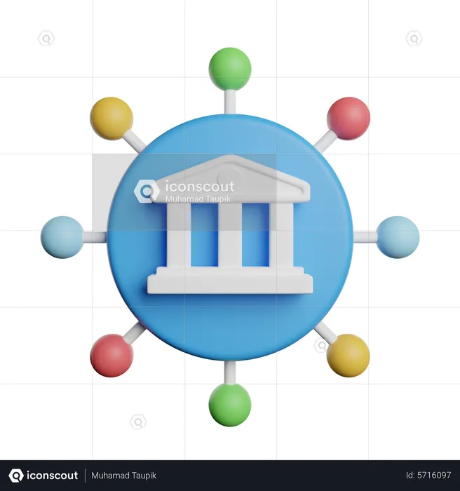 Bank Network  3D Icon