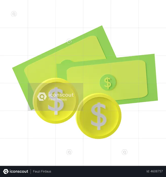 Banknotes And Coins  3D Icon