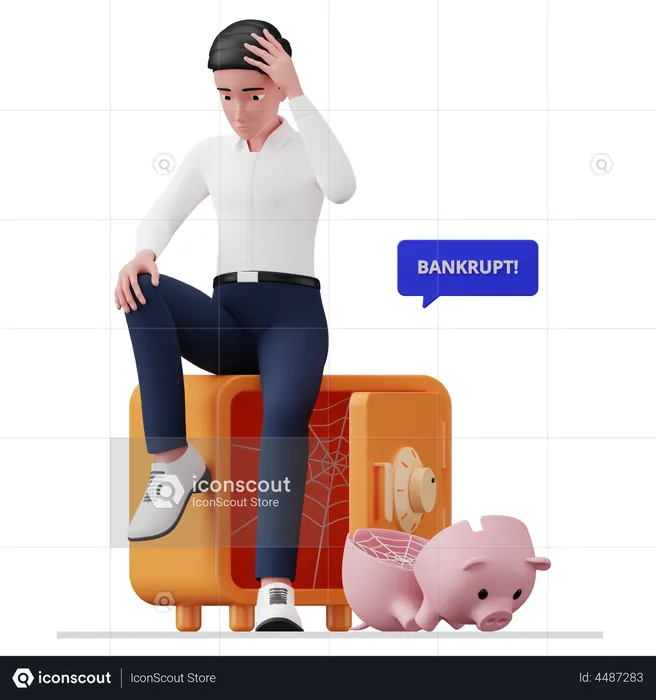 Bankrupt businessman  3D Illustration