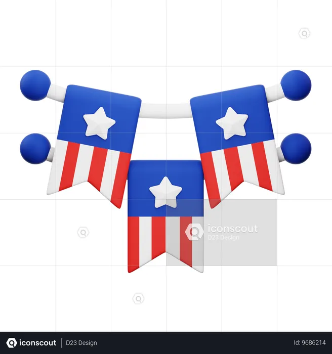 Bandeira da bandeira dos estados unidos  3D Icon