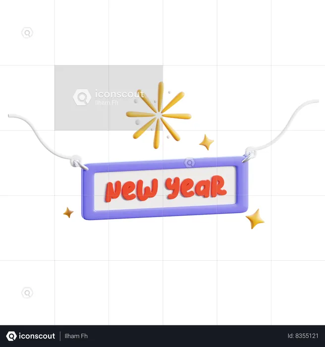 Bandera de año nuevo  3D Icon