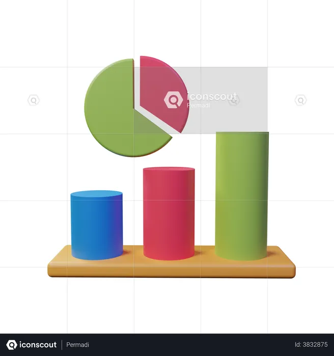 Bar Chart And Pie Chart  3D Illustration