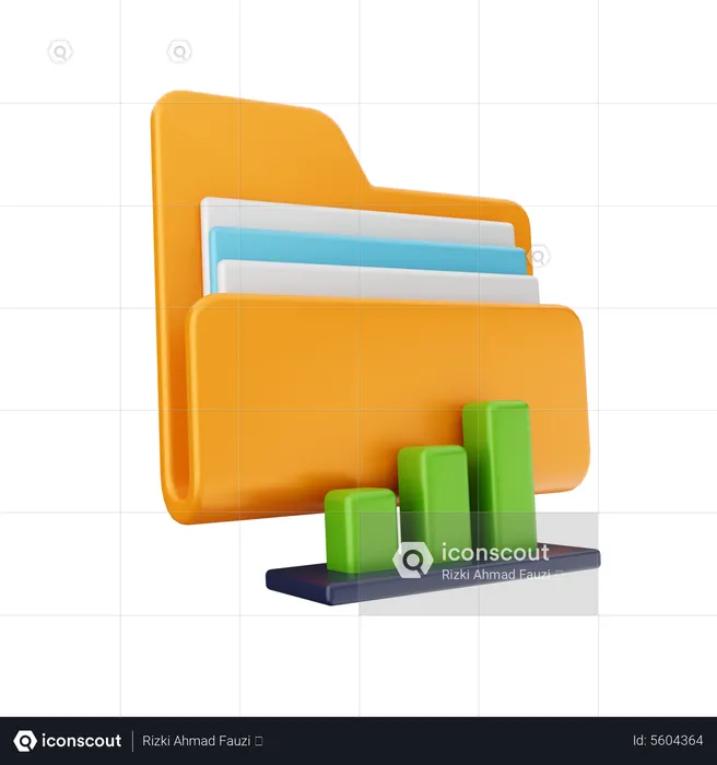 Bar Chart Folder  3D Icon