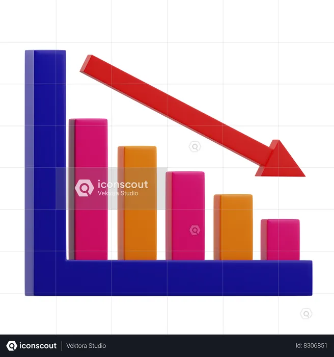 Bar Chart Go Down  3D Icon