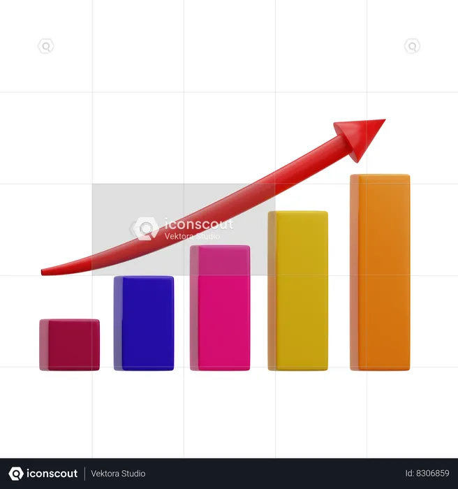 Bar Chart Go Up  3D Icon