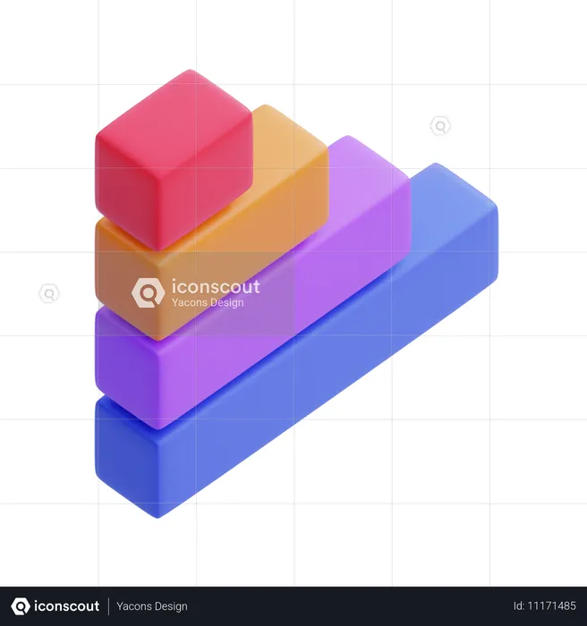 Bar Chart Horizontal  3D Icon