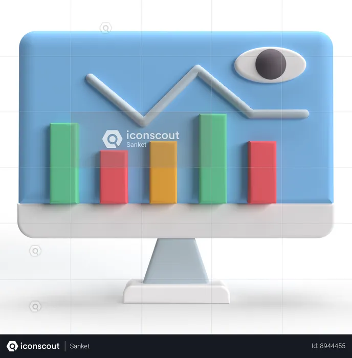 Bar Chart Monitoring  3D Icon