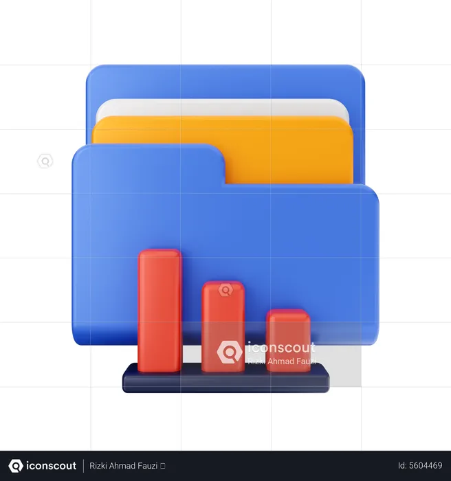 Bar Graph Folder  3D Icon