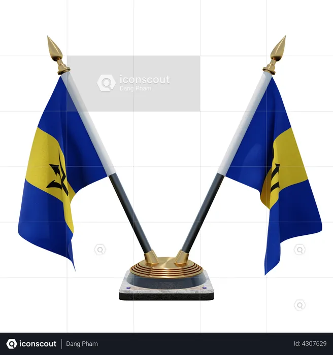 Doppelter Tischflaggenständer für Barbados Flag 3D Flag