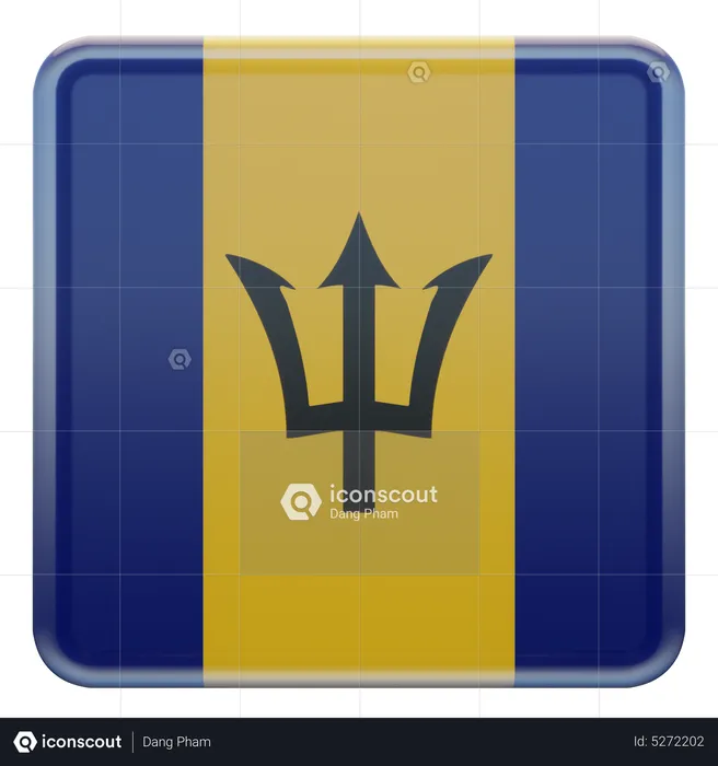 Barbados Square Flag Flag 3D Icon