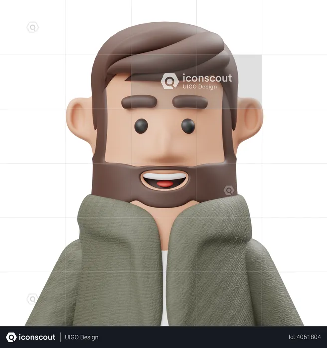 Homme à barbe  3D Illustration