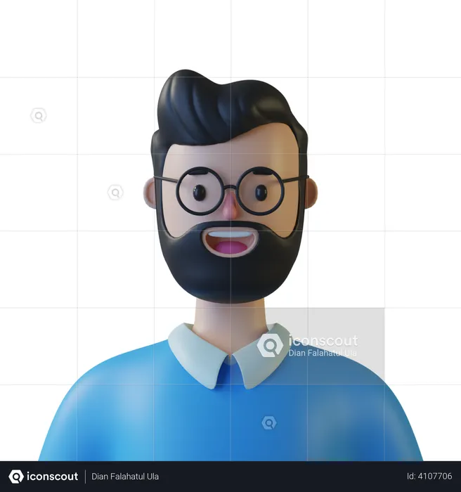 Homme à barbe  3D Illustration