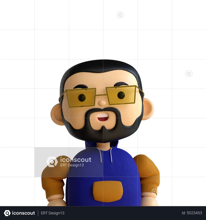 Homme à barbe  3D Icon