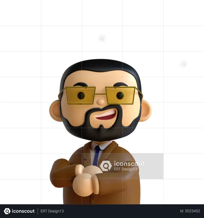 Homme d'affaires barbe  3D Icon