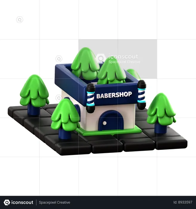 Barbershop building  3D Icon