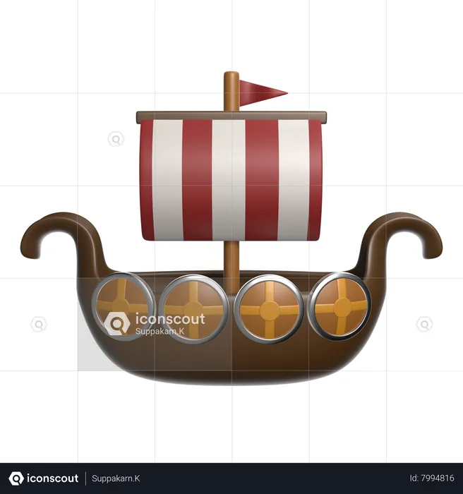 Barco vikingo  3D Icon