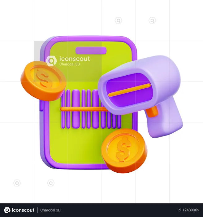 Barcode Scan Payment  3D Icon