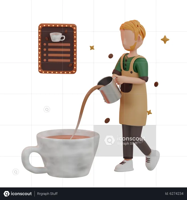 Barista making coffee  3D Illustration