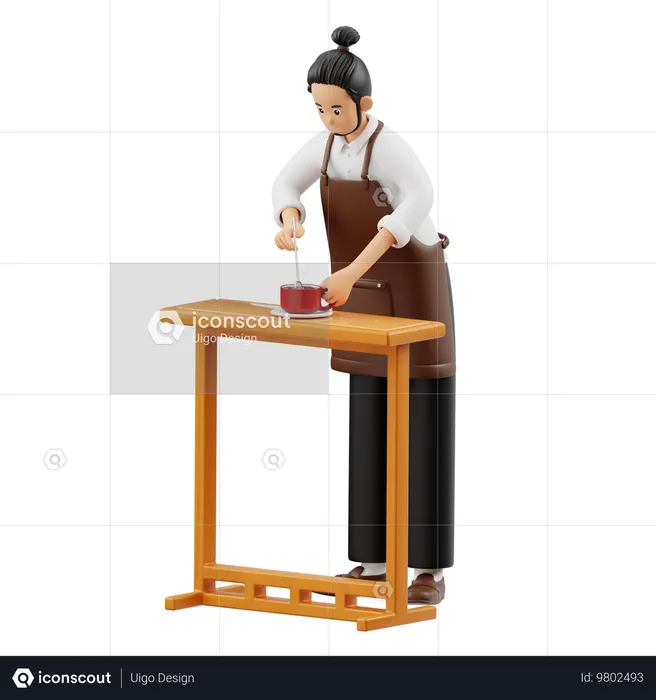 Barista mexendo café  3D Illustration