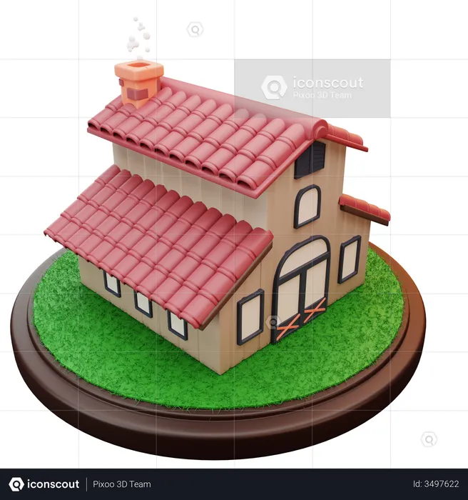 Barn House  3D Illustration