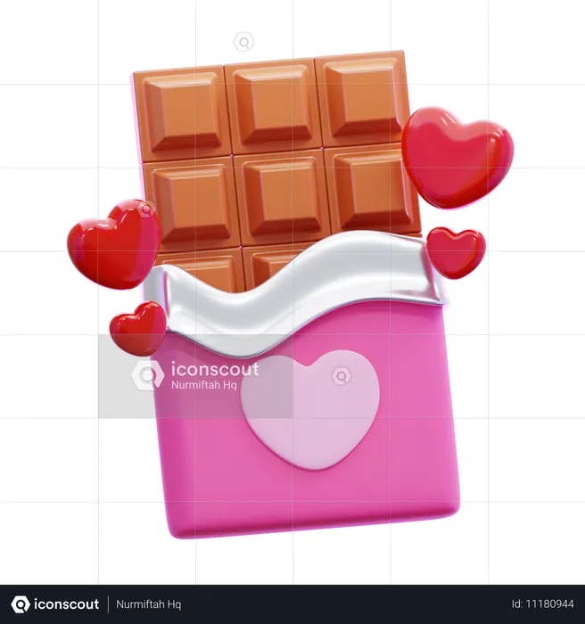 Barra de chocolate con corazones  3D Icon