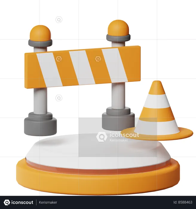 Barrier And Cone  3D Icon