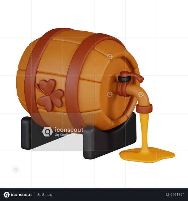 Barril de cerveja de madeira  3D Icon