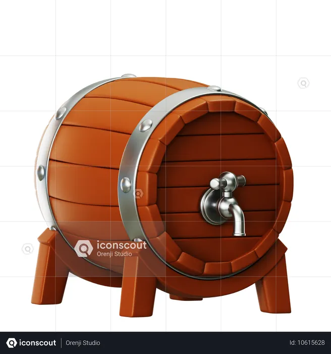 Barril de cerveza de madera  3D Icon