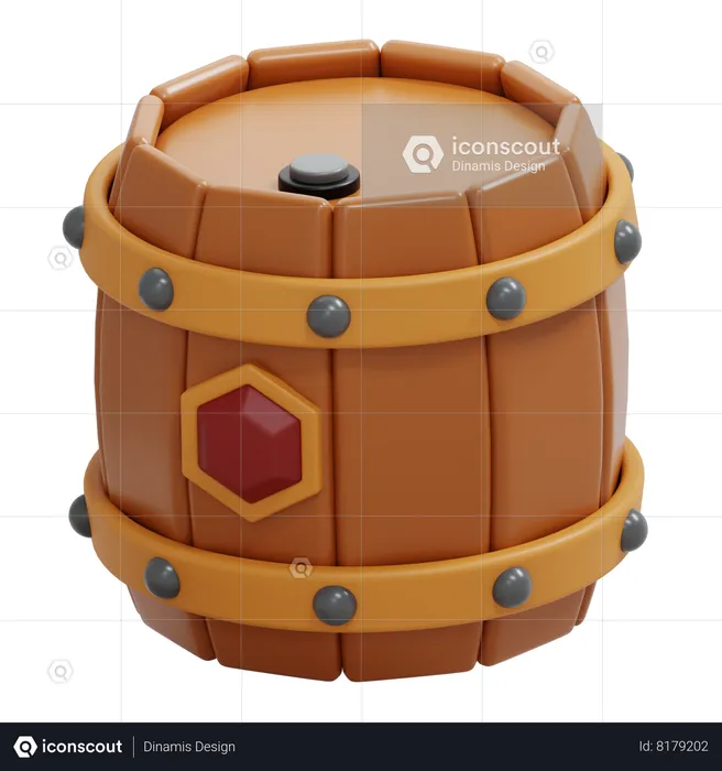 Barril de madeira  3D Icon
