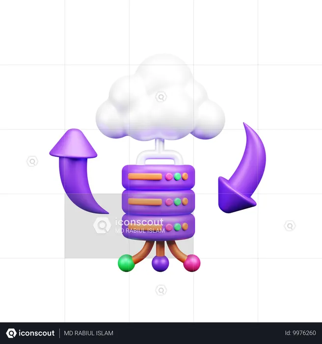 Base de datos conectada con la nube  3D Icon